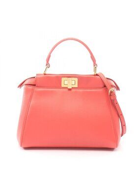 Fendi Mini Peekaboo 2-Way Salmon Pink Leather Handbag
